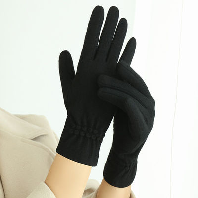 Black Knit Wool Winter Warm Gloves For Women Hand Heated
