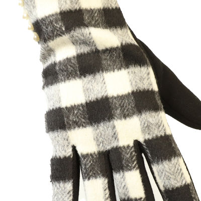 Christmas 22x16cm Windproof Heated Gloves Grid Winter Ladies Mittens Fleece Thick