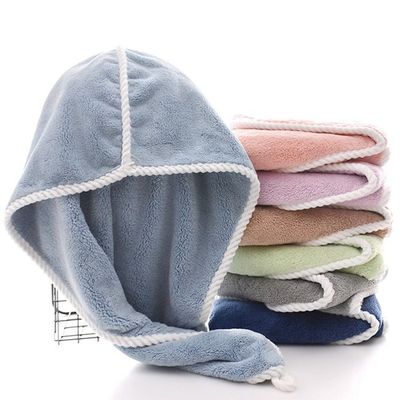 Fluffy Coral Fleece Microfiber Turban Towel 25x65cm Quick Dry
